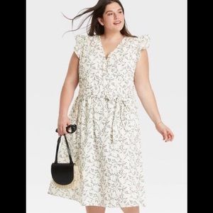 A New Day - 1X Ruffle Short Sleeve Wrap Dress